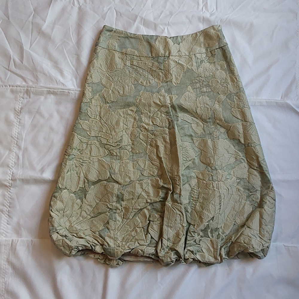 Vera Wang Green Ruched Midi Skirt